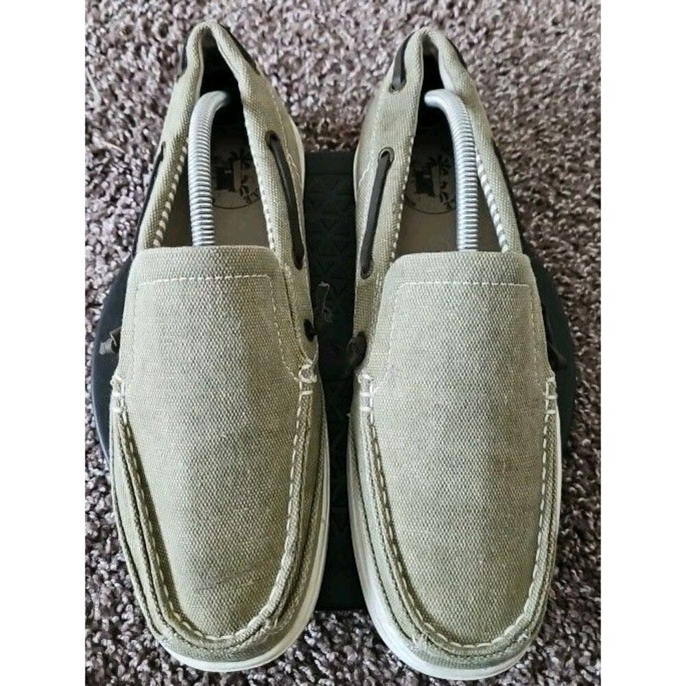 Margaritaville MFM171209 Mens Dock Canvas Boat Shoes Vintage Khaki Size 10.5